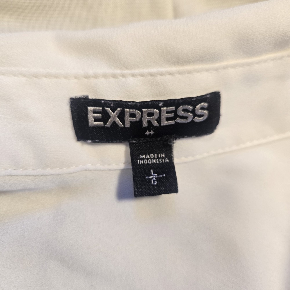 Express Womens Portofino V-Neck Button-Down Sleeveless Blouse Shirt White Size L - Picture 2 of 9
